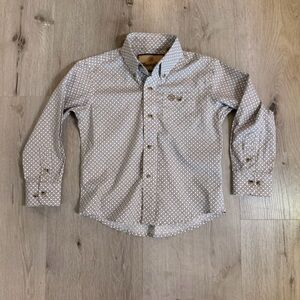 Wrangler Boys' Western Button-Down – Modern Brown Geo Print XS